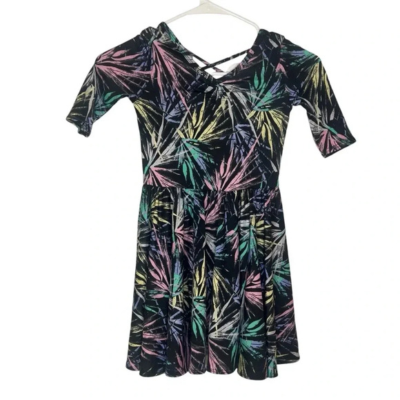 Dot Dot Smile Ballerina Black with Neon Electric Palms Girls SZ 5 - Picture 1 of 3